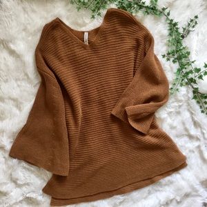 3BN XLrg Begin Again Bell Sleeve Sweater Coffee